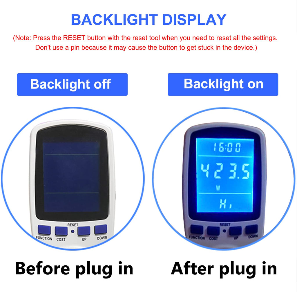 2 Pack Upgraded Watt Meter Power Meter Plug Home Electricity Usage Monitor, Electrical Usage Monitor Consumption, Energy Voltage Amps Kill Meter Tester with Backlight, 7 Modes Display