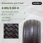 Marathon 00026 Flat Free 2.80/2.50-4 Tire and Wheel Assembly, 3” Centered Hub, 1/2” Ball Bearings, Replacement Tire for Casters, Utility Carts and Other Equipment, Easy Install Assembly