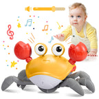 Plnmlls Crawling Crab Baby Toy - Tummy Time Toys-with Music and LED Light,Built-in Rechargeable Battery and Volume Can be Turned Off for 0-6 6-12 12-18 36 Months Walking Toddler Birthday Gift(Orange)