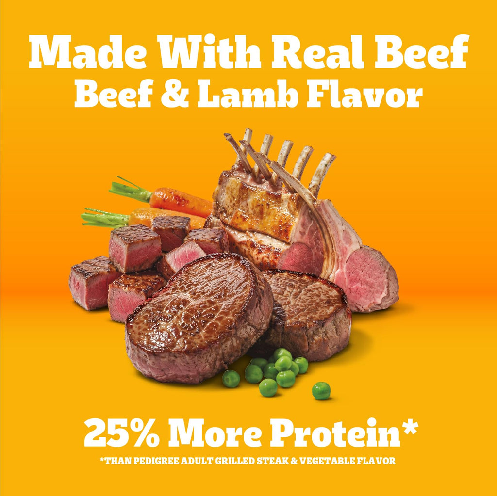 Pedigree High Protein Adult Dry Dog Food, Beef and Lamb, 18 lb