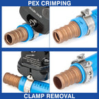 iCrimp PEX Crimping Tool Kit for 3/8-in, 1/2-in, 3/4-in, 1-in PEX Clamp Cinch & Removal, c/w 1/2''(20 Pack) and 3/4''(10 Pack) PEX Clamp Rings, PEX Tubing Cutter