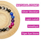 MEPLUM Pride Bracelets, BI Bisexual Pride Bracelet for BI Bisexual Stuff Accessories Decoration Present (Real Natural Stone, Adjustable Size)