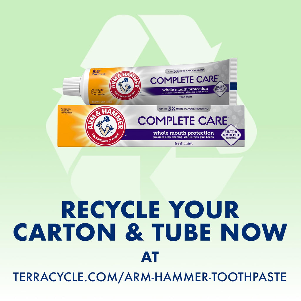 ARM & HAMMER Complete Care Toothpaste, Teeth Whitening Toothpaste, Fluoride, Whole Mouth Protection, Fresh Mint Flavor, 6.0 oz (Pack of 1)