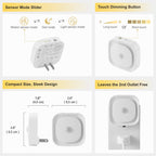 YUNLEX 2 Pack Plug in Night Light with Motion Sensor & Dusk to Dawn Sensor, 3 Sensor Modes, Blue Night Lights Plug into Wall, Dimmable Nightlight for Bathroom, Bedroom, Indoor