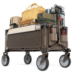 Timber Ridge Collapsible Outdoor Folding Wagon Cart Heavy Duty Camping Patio Shopping Garden Cart with Side Bag Cup Holder, Tan