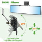 10L0L Universal Golf Cart Mirrors, Adjustable Panoramic Rear View Mirror Rotatable 270 Rotation Wide Angle Full Rearview for EZGO Club Car Yamaha Golf Cart (Anti-Glare)
