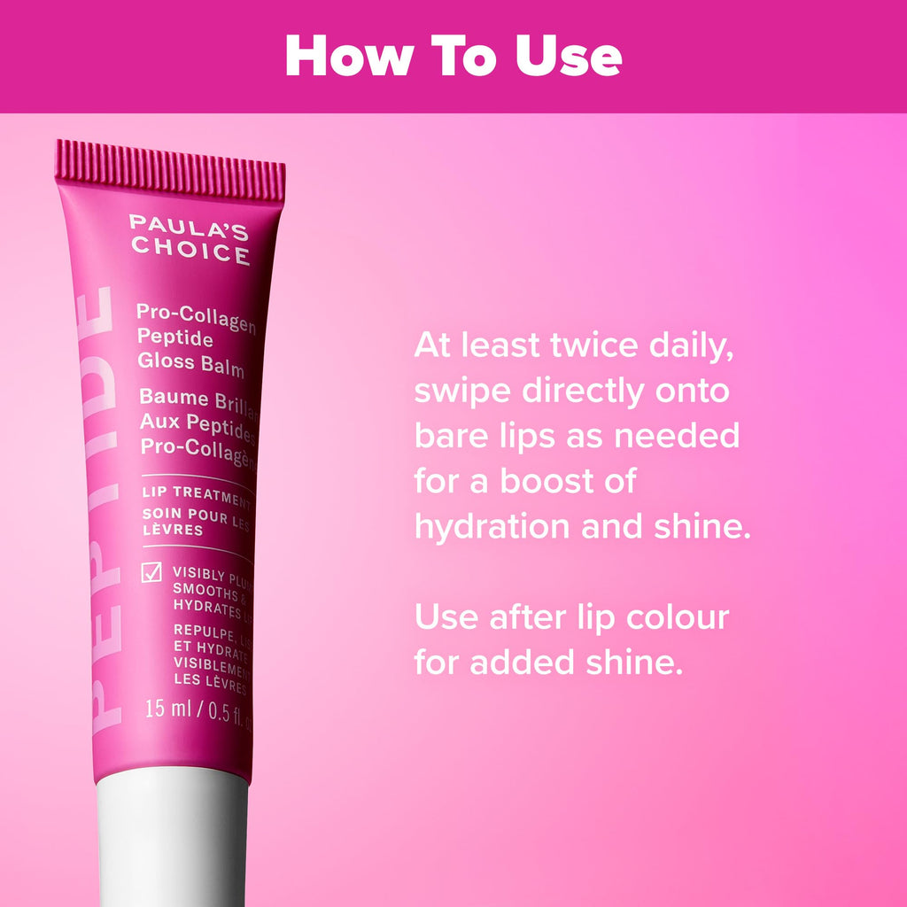Paula’s Choice Pro-Collagen Peptide Gloss Lip Balm, Hydrates & Smooths Lips, Sheer & Glossy Finish for Fuller Lips, Sheer Tint, Non-Sticky, Cruelty-Free, 0.5 oz