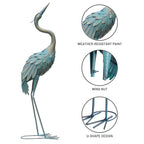 Oritty 33-37 Inch Metal Crane Garden Statue Décor for Yard Patio Lawn Pool