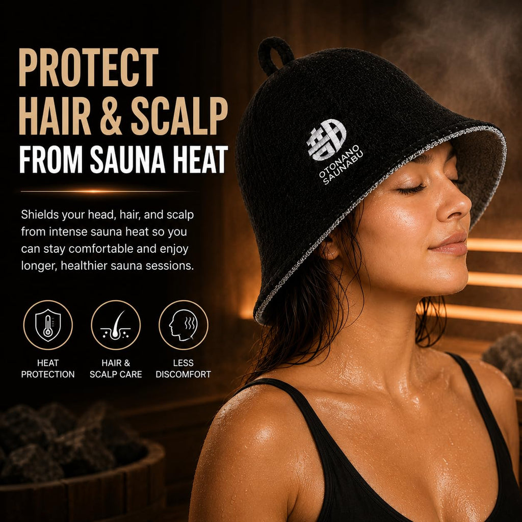 OTONANOSAUNABU Brown Sauna Hat – Japanese Design, 100% Wool Felt,Double-Layer Reversible Sauna Cap for Men & Women,Heat Protection Finnish Banya Hat