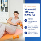 Pure Encapsulations Vitamin D3 125 mcg (5,000 IU) - Supplement to Support Bone, Joint, Breast, Heart, Colon, and Immune Health* - with Vitamin D - 60 Capsules
