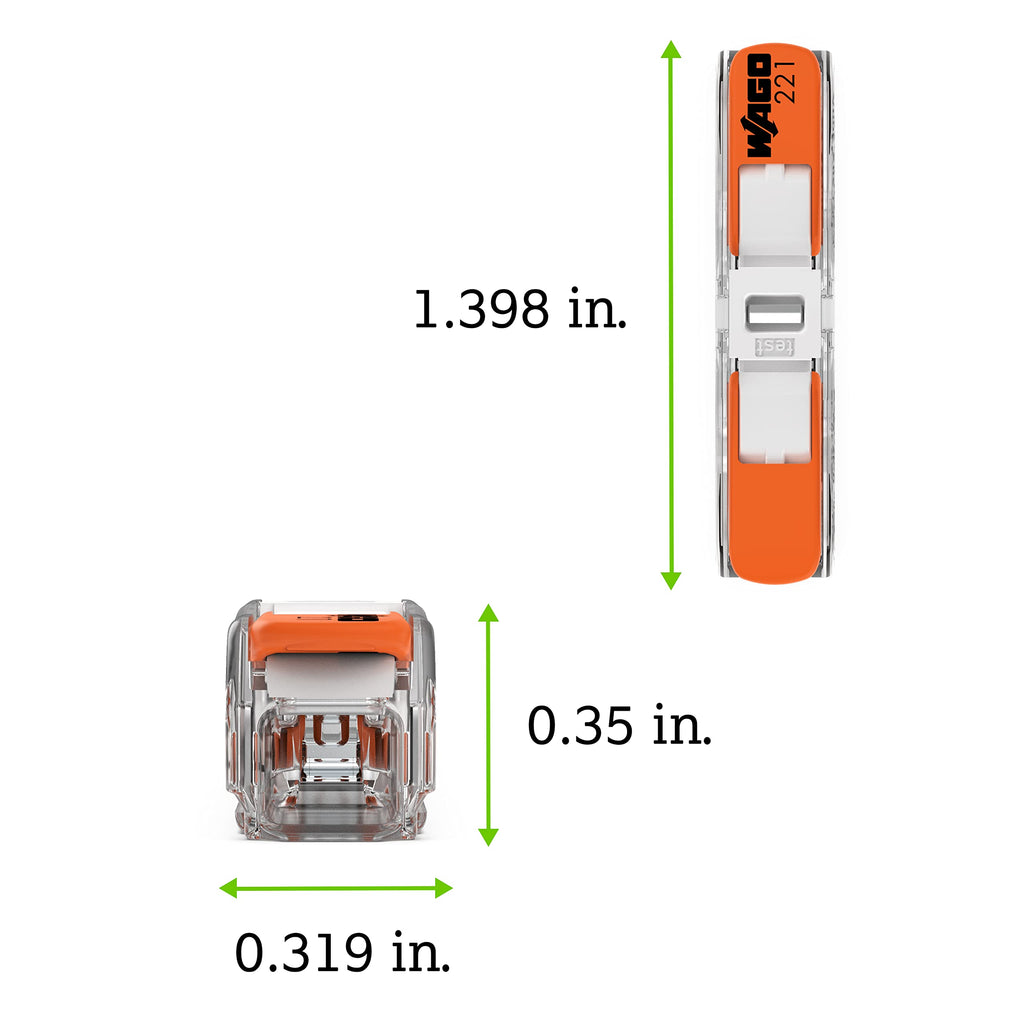 221-2401 | WAGO Lever-Nuts® Inline Splicing Connector | for Solid and Stranded Conductors | 2-Conductor with Operating levers | 20-12 AWG | Transparent housing | White Cover | [Bag of 500 Pieces]