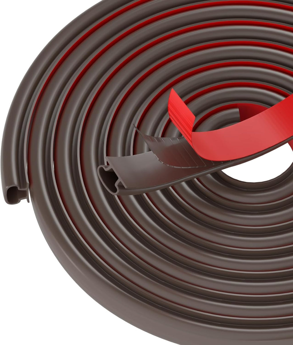 Brown Rubber Weather Stripping Door Seal Strip, D Shape Door Weather Seal Strip, Self-Adhesive Soundproofing Frame Insulation Tape for Doors Frame/Window Seal,Blocks Cold Drafts Noise