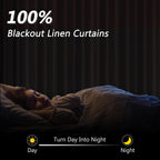 Guken 100% Blackout Linen Curtains 84 Inch Long for Bedroom 2 Panels Cream