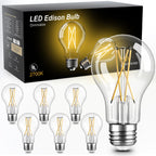 TJOY 6 Pack A19 Vintage LED Edison Bulbs, Dimmable Light Bulb 60W Equivalent, High Brightness 2700K Warm White, 8W E26 Standard Base, 800Lumens, CRI80+, Clear Glass Filament Bulb for Home, Farmhouse