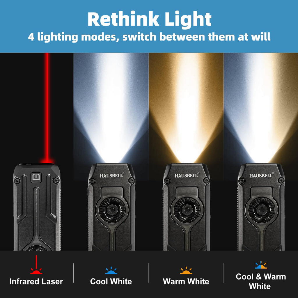 Flat EDC Rechargeable Tactical Flashlight, UV Magnetic Small Work light
