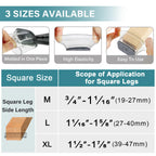 Ansible 24 Pcs Chair Leg Floor Protectors Square, Silicone Felt Furniture Leg Pads Caps Covers for Hardwood Floors (Fit:1-1/16" to 1-5/8")