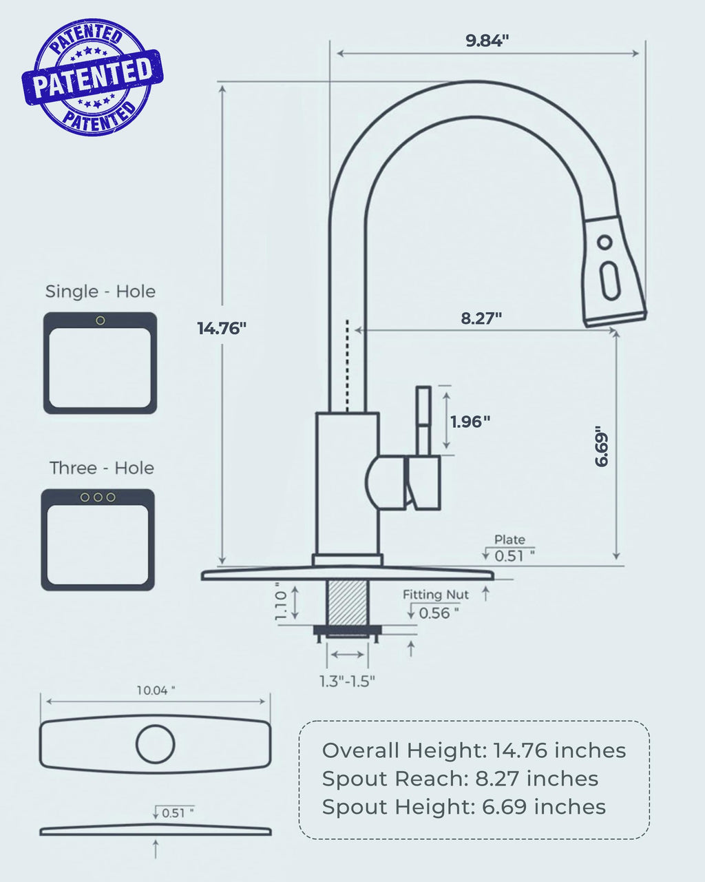 FORIOUS Kitchen Faucets Pull Down Sprayer, Stainless Steel, Brushed Nickel