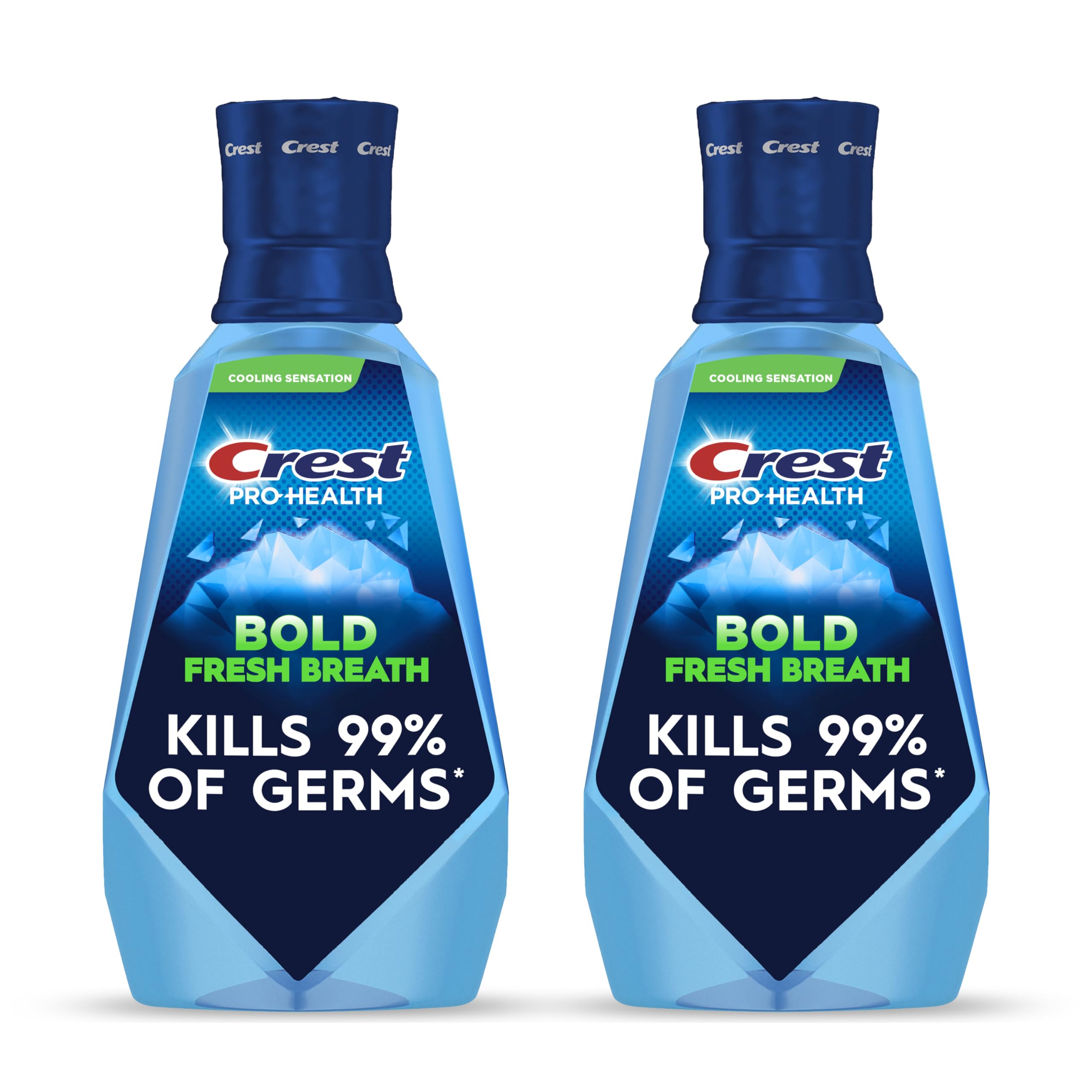 Crest Mouthwash Pro-Health Bold Fresh Breath, 99% Germ Kill, Antigingivitis & Antiplaque, Clean Mint - 1 L (33.8 fl oz), Pack of 2