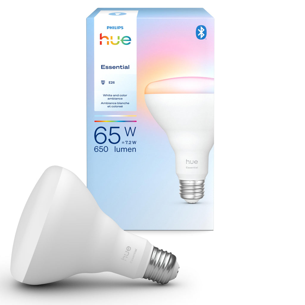 Philips Hue Essential Smart LED BR30 Bulb 1-Pack, White and Color Ambiance, E26, 7.2W, 2200K-6500K, 650 Lumens, Dimmable, Works with Alexa, Google Assistant, Apple Home