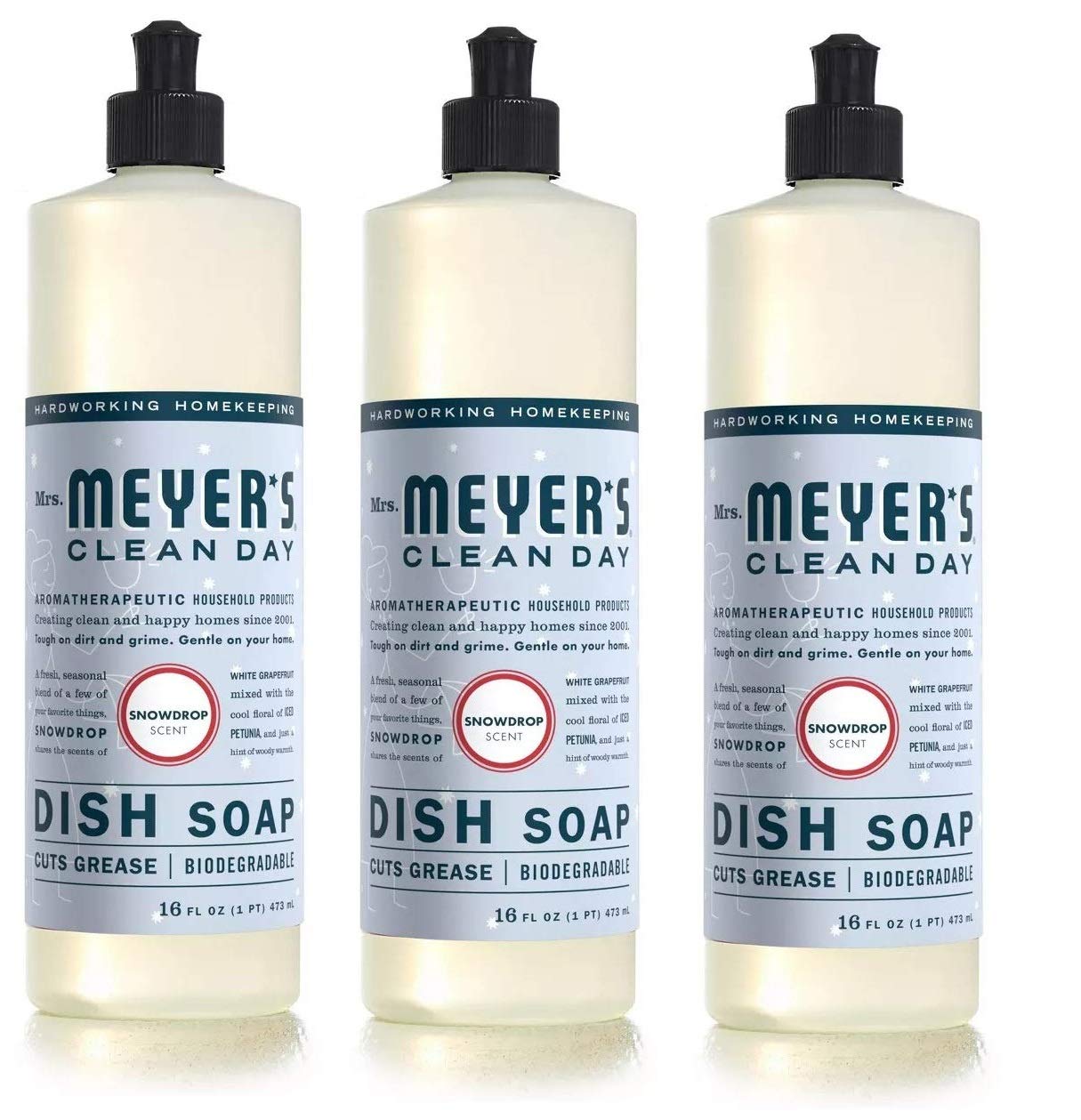 Mrs. MEYER'S CLEAN DAY Liquid Soap, Snow Drop 16 Fl Oz (Pack of 3)