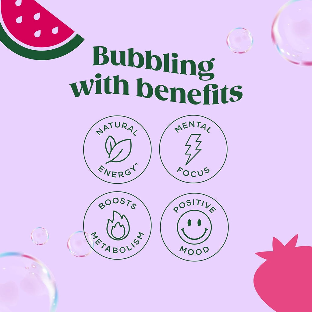 Bloom Nutrition Zero Sugar Energy Drink, Strawberry Watermelon, 12oz 12pk