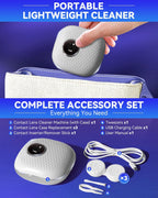 2025 Upgraded Ultrasonic Contact Lens Cleaner【50KHz Germany Super Motor】【Top1 Intelligent Chip-Smart Modes】 Gentle Cleaning & 99% Brightness, Portable Soft Contact Lens Care Tools Home Travel (Grey)