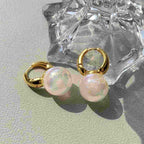 HUGE TOMATO Opal Big Pearl Drop Earrings for Women | Elegant Large Moonstone Pearl Earrings Dangle, Dainty Gold 925 Sterling Silver Hoop, Cute Earing Dangling for Teen Wedding Jewelry Gift,14mm