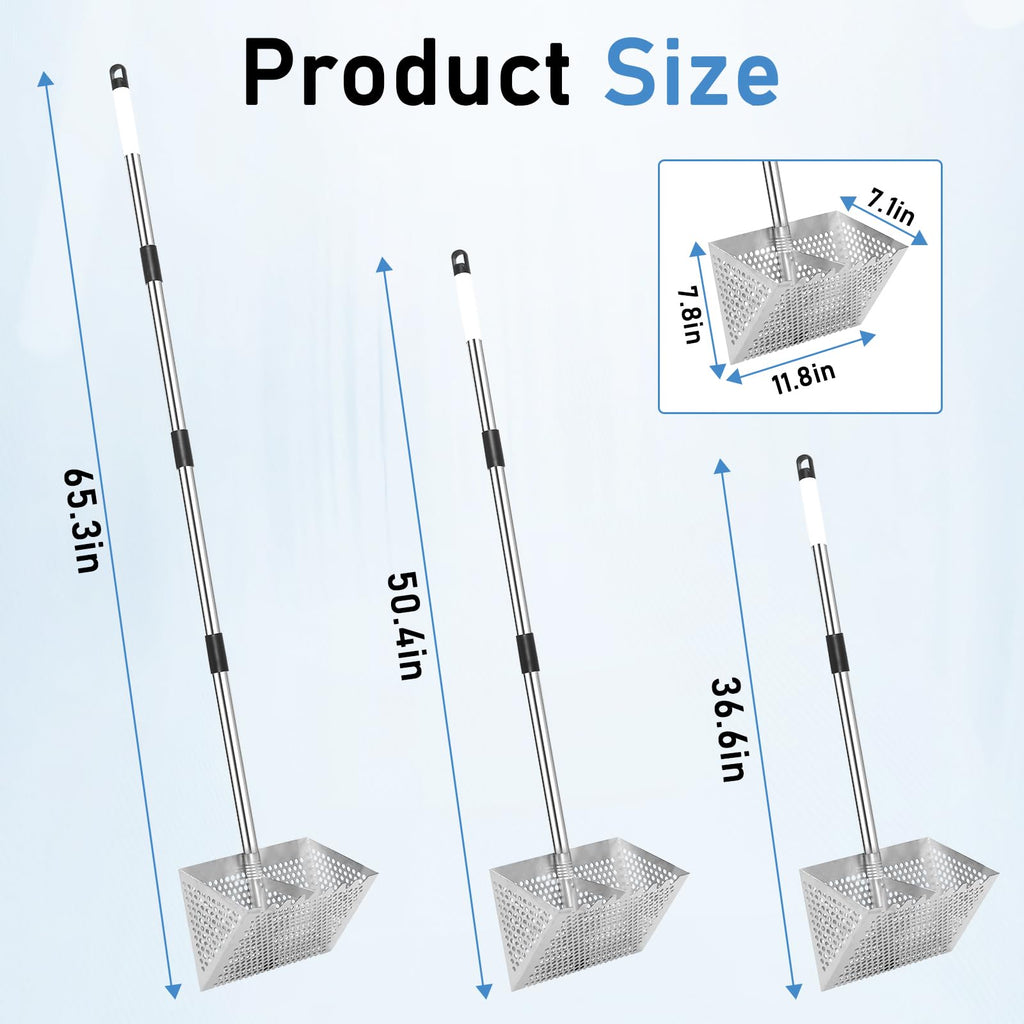 Sand Flea Rake, 65" Stainless Steel Long Handle Sand Sifter for The Beach