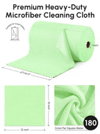 SOOWASH Microfiber Cleaning Cloths Roll, 75 Pack Tear Away Microfiber Towels Roll, 12" x 12" Lint Free Rags, Reusable Cleaning Cloths, Washable, Scratch Free,Ultra Absorbent Dish Rags(Green)