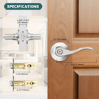 GOBEKOR 5 Pack Brushed Nickel Door Handle Interior Door Levers Privacy for Bedroom Bathroom Door Lock Keyless Wave Lever Door Handles
