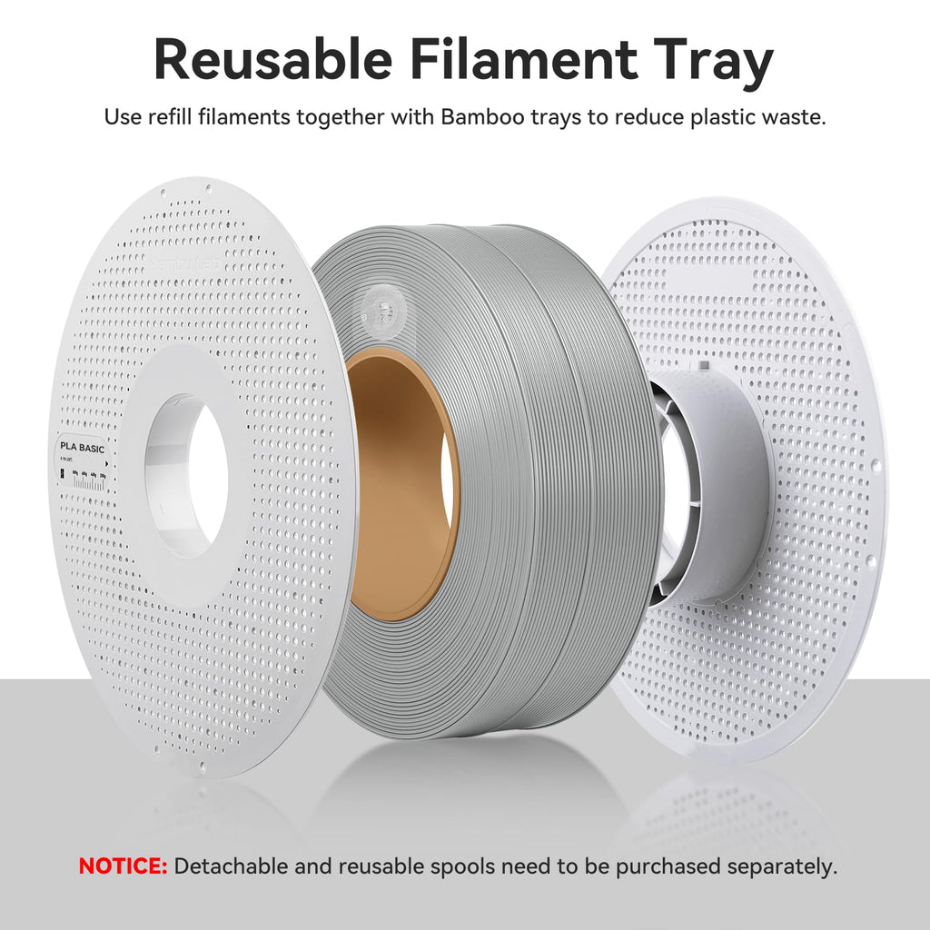 COMTREE Bamboo PLA Basic Refill Filament 1.75mm 1 KG (2.2lbs) with RFID for Bambu Lab A1/X1/P1 Series 3D Printers,Easy to Print, 3D Printing Filament,No Spool, +/- 0.03mm (Orange 10300)
