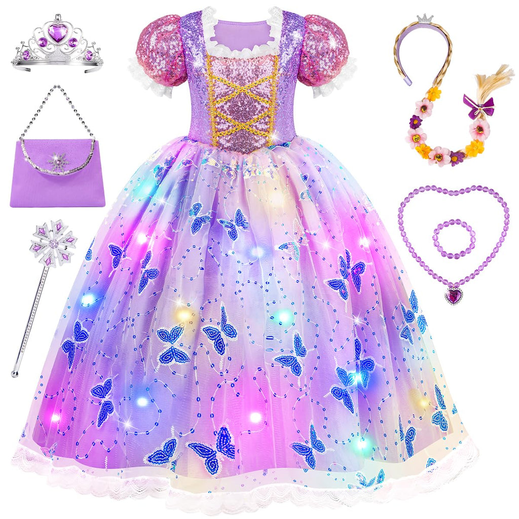 Meland Light Up Princess Dress for Girls, Dress Up Toy Gift Set(7-8 Years)