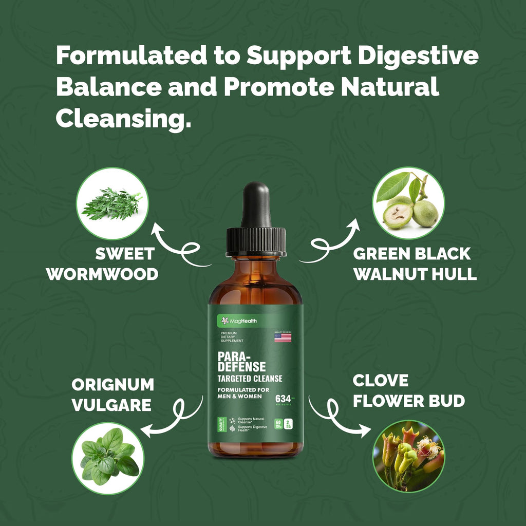 Wormwood Black Walnut Clove Tincture | 3rd Party Tested Digestive Support Drops | Sweet Wormwood, Green Walnut Hull & Clove Extract Liquid for Gut Wellness | 2 oz, 60 Servings