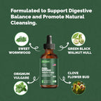 Wormwood Black Walnut Clove Tincture | 3rd Party Tested Digestive Support Drops | Sweet Wormwood, Green Walnut Hull & Clove Extract Liquid for Gut Wellness | 2 oz, 60 Servings