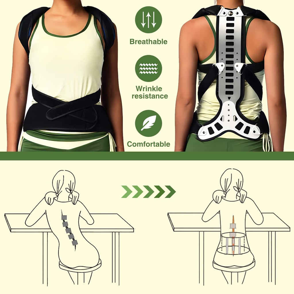 ZHUNPOCT Posture Corrector Back Support for Hunched Back, Kyphosis and Vertebral Compression Fracture Men and Women (Large)