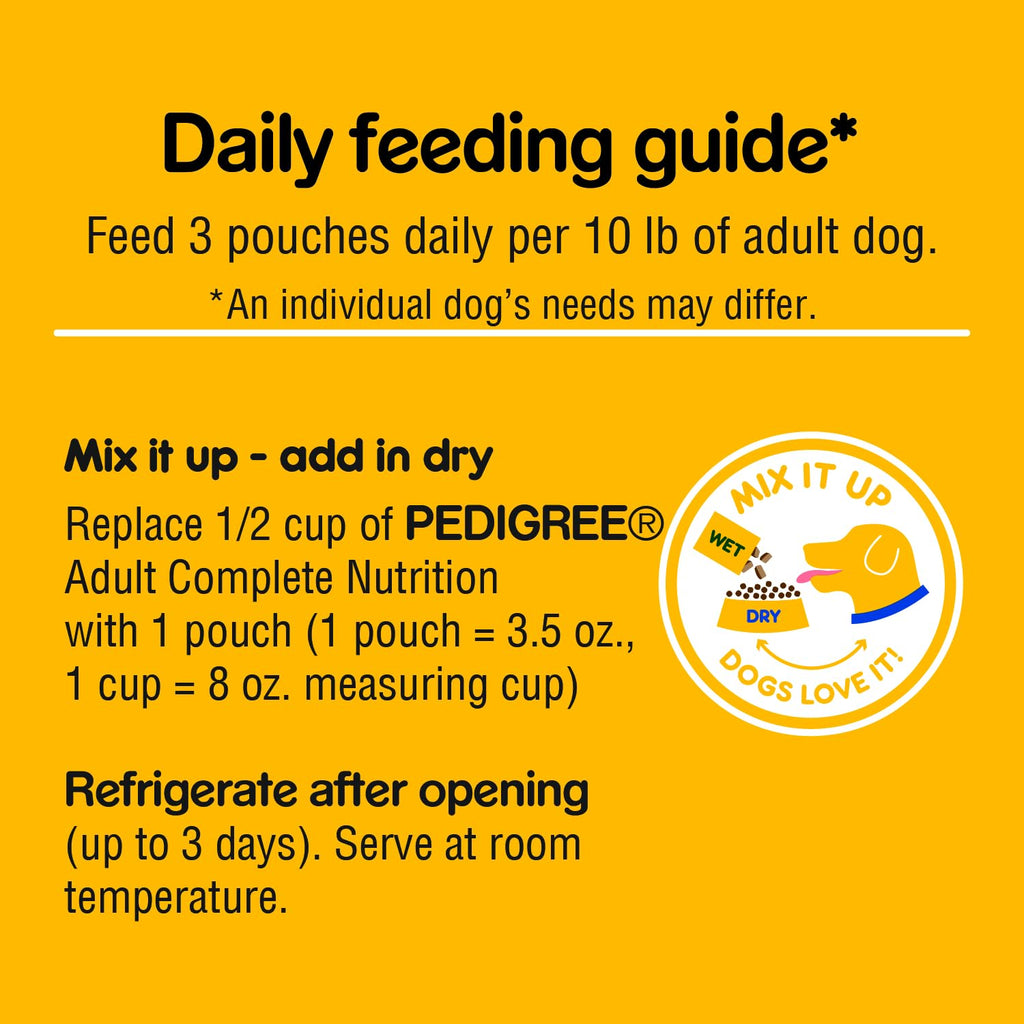Pedigree Choice Cuts Wet Dog Food Pouch, Protein Variety, 3.5 oz, 18 Count
