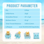 EPOMAKER Silent Mechanical Keyboard Switches Set - 35 Pieces Factory Pre-Lubed, 5-Pin Linear/Tactile Switches for Custom Mechanical Keyboards (Sea Salt(Linear Silent))
