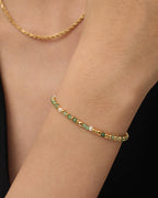 PAVOI Pearl Dainty Adjustable Beaded Bracelet, 14K Gold Plated, Yellow Gold