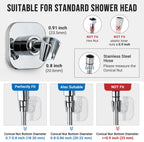G-Promise Metal Handheld Shower Head Holder, Adjustable Wall Mount Shower Wand Bracket, Strong Adhesive Disc Mount or Drill Installation (Square, Chrome)