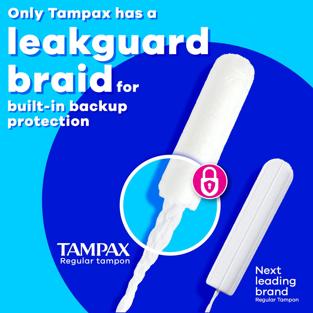Tampax Pearl Tampons for Women, with LeakGuard Braid, Super Plus Absorbency, Unscented, 100 Count (2 Packs of 50)