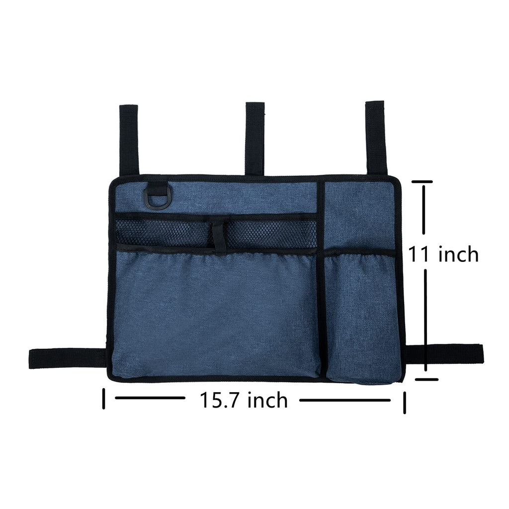 Caroo Walker Bag Basket with Cup Holder Suit for Adult Folding Walkers Rollator Organizer Carry Storage Pouch Water-Resistant Armrest Accessories for Seniors, Elderly, Handicap, Blue