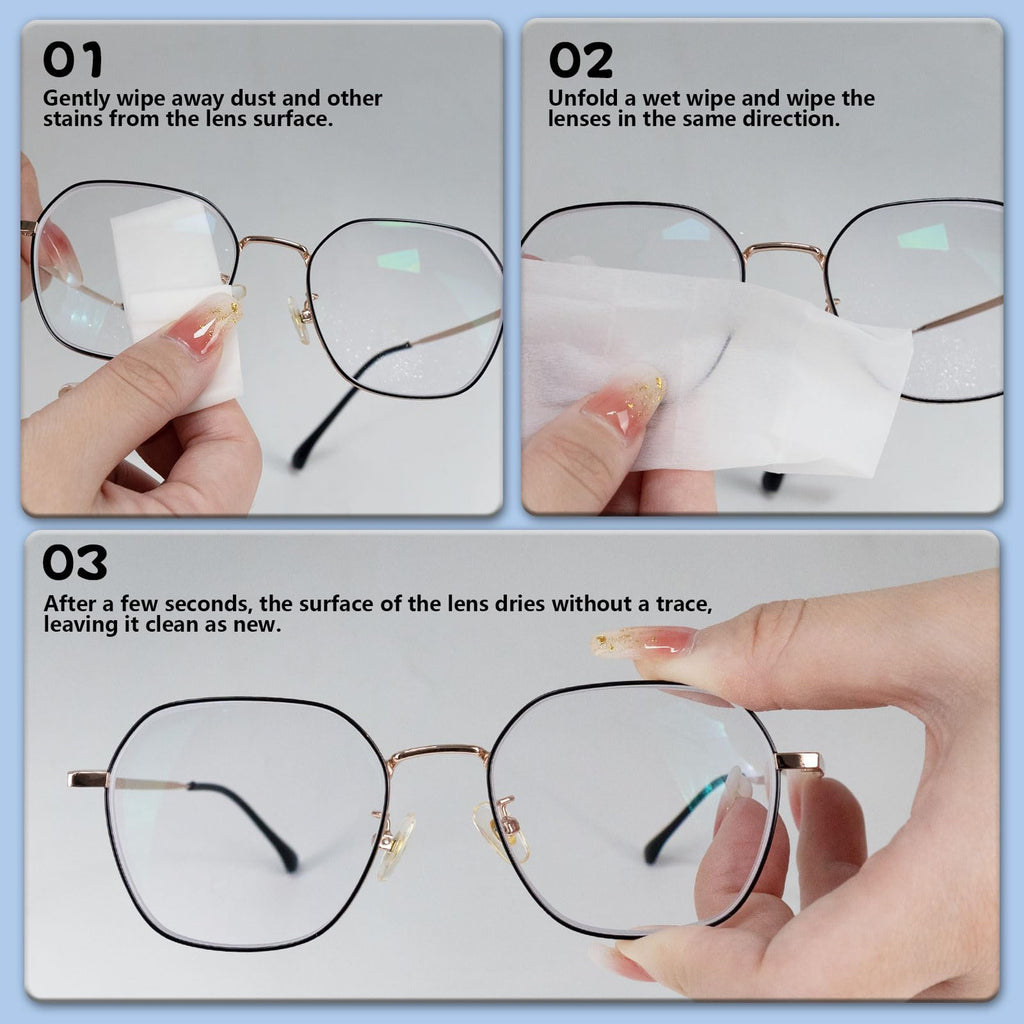 Lens Wipes for Eyeglasses (500 Count), Pre-moistened Cleaning Wipes, Non-Scratching and Streak-Free, Individually Packaged, Suitable for Cleaning Camera Lenses, Sunglasses, and Optical Equipment