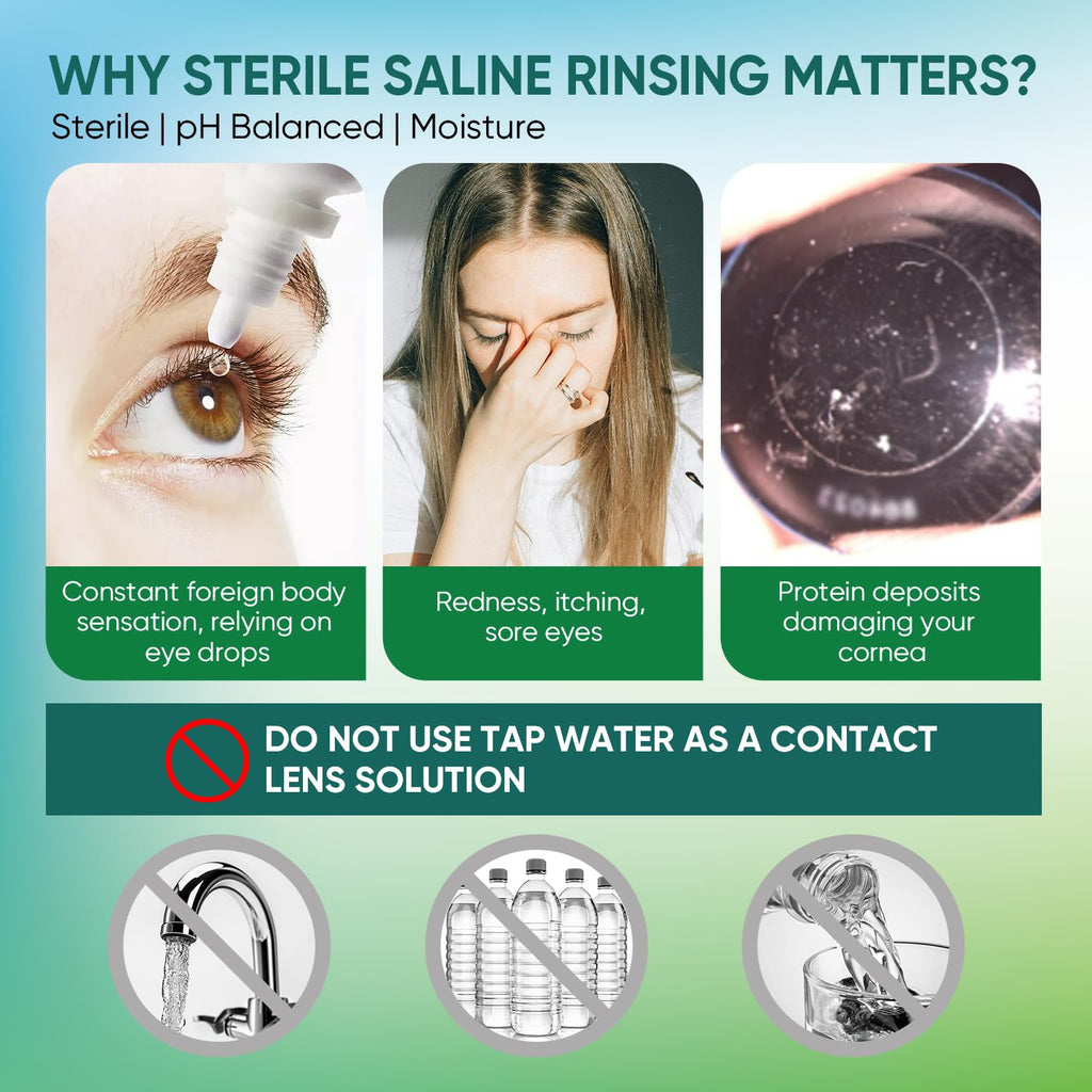LIFVEAN Saline Contact Lens Solution Rinsing & Insertion Gentle Saline Solution for Soft & Rigid Gas Permeable Lenses Travel-Friendly 4 Fl Oz - 4 Pack