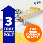 Swiffer Duster Kit with 3 ft Extendable Handle, Heavy Duty Dusting Starter Kit with 12 Refills, for Ceiling Fans, Vents and Hard to Reach Places