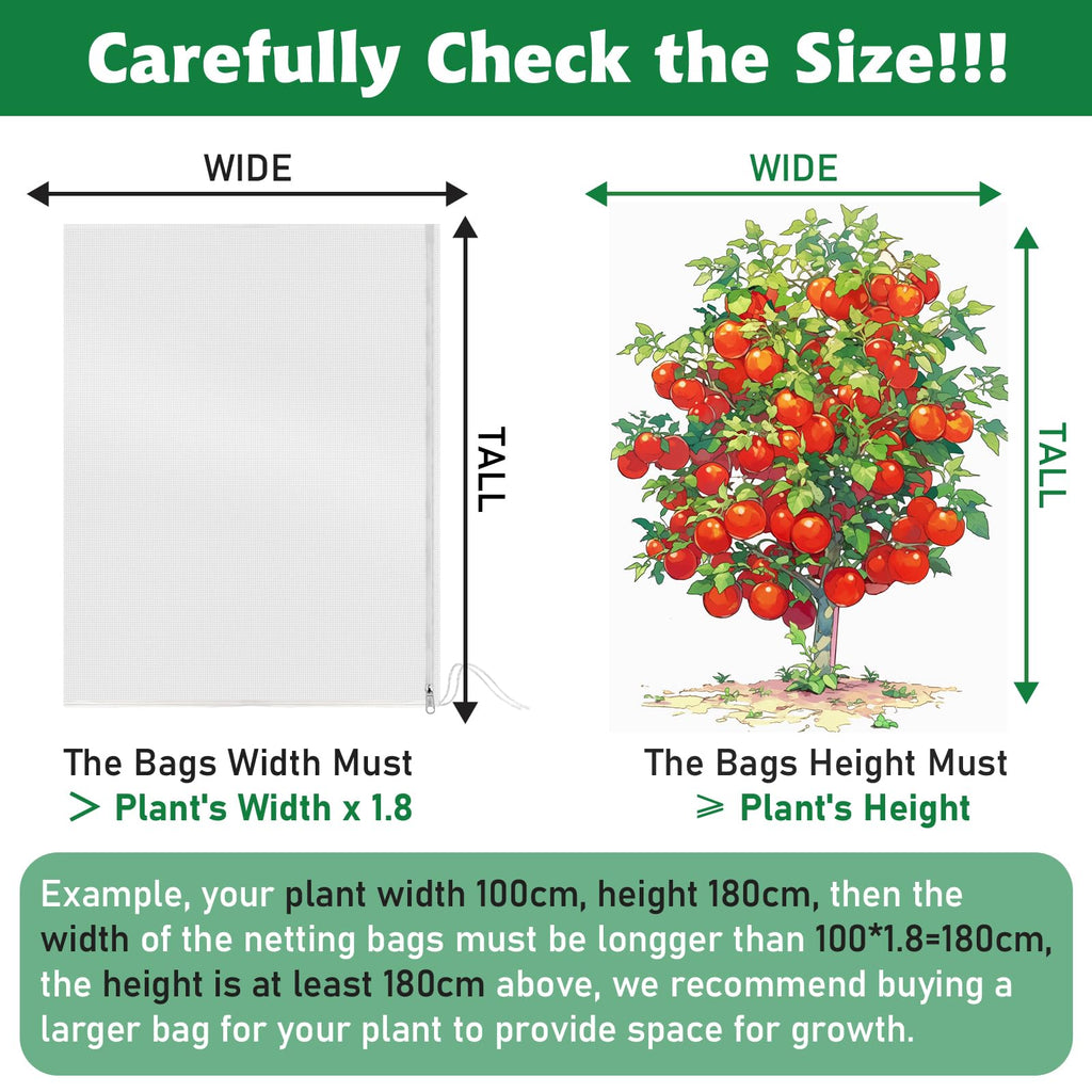 Evoio Bird Netting for Garden Plant Fruit Tree Protection Large Blueberry Bushes Netting Covers Bags with Zipper, 4 x 5 ft Shrubs Bush Tomato Strawberry Berry Barrier Mesh Cover Net Protector
