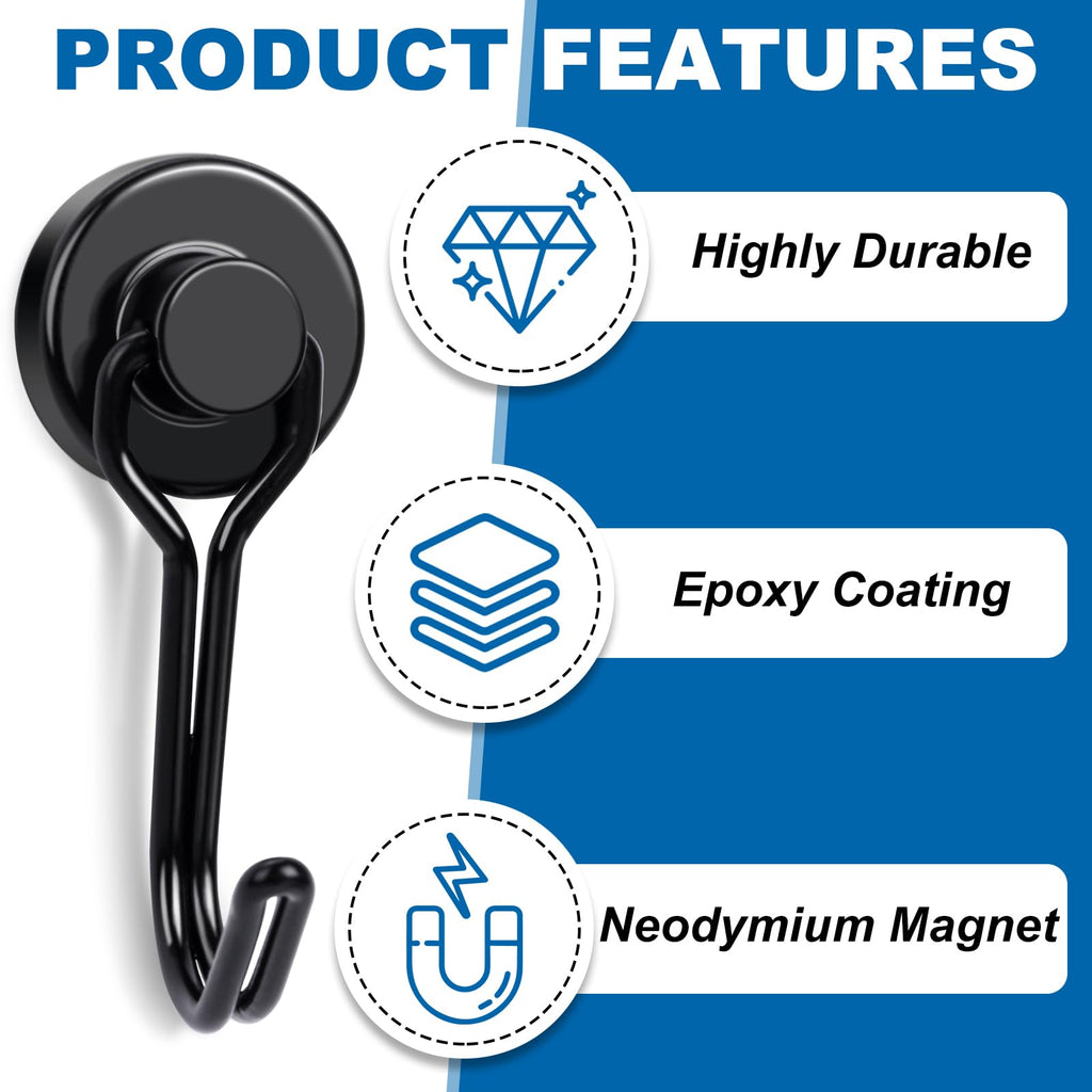 E BAVITE Swivel Swing Magnetic Hooks 40LBS Black Refrigerator Magnet Hook