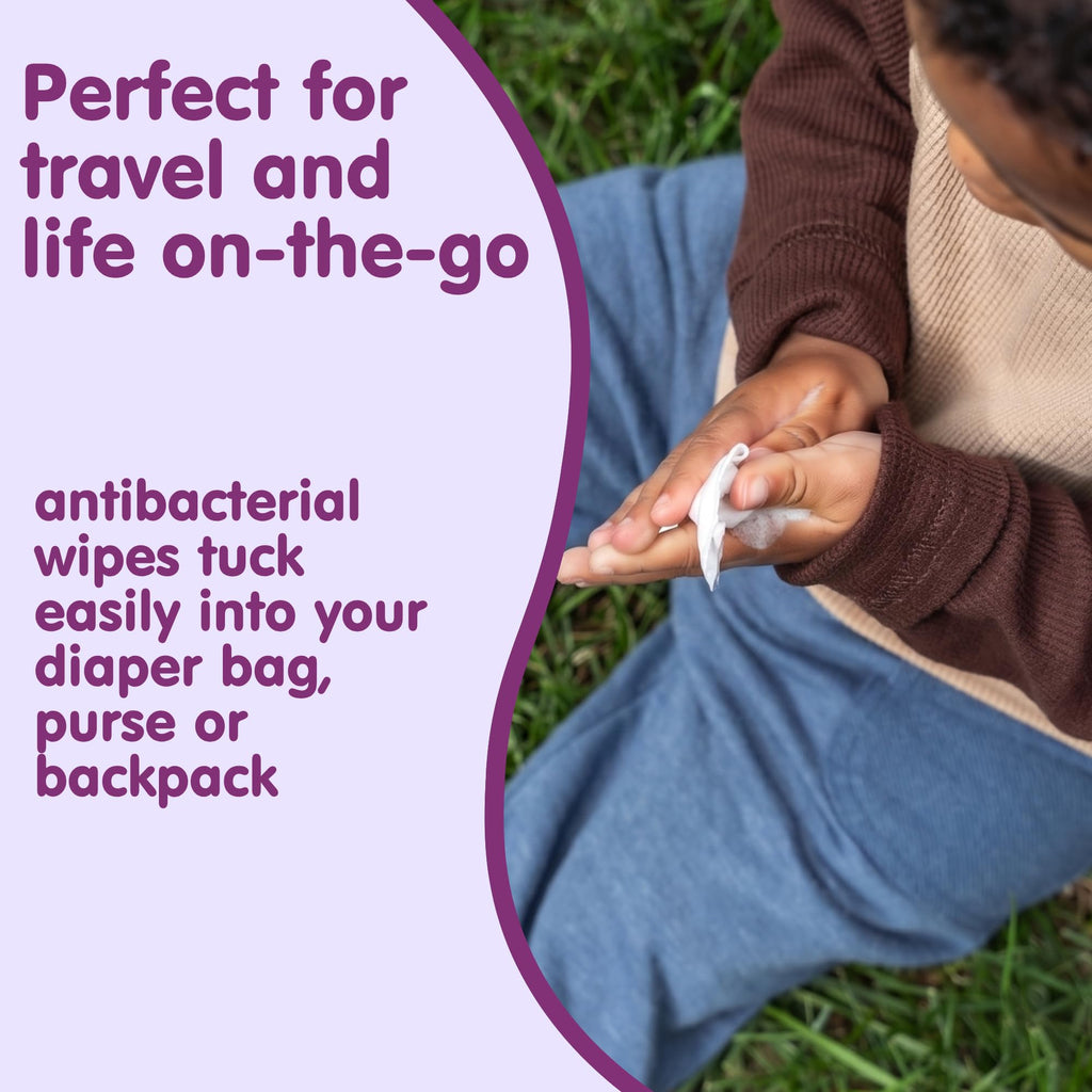 Boogie Antibacterial Hand Wipes - 90 Count - Hypoallergenic & Alcohol-Free - Individually Wrapped - Travel and Diaper Bag Essential