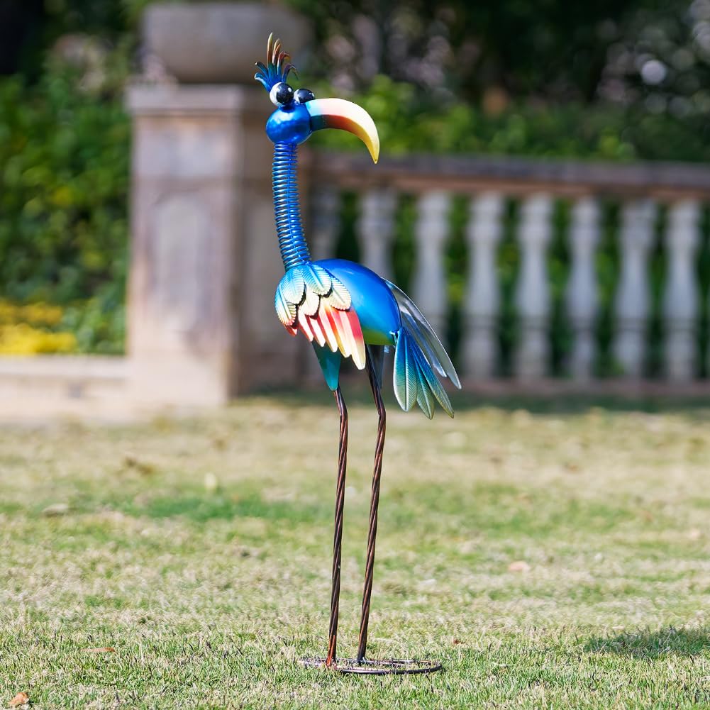 DREAMSOUL Metal Bird Garden Statues 30" Funny Patio Lawn Decor