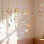 DIY Crystal Suncatcher Kit with Wind Chime, Sun and Moon Style