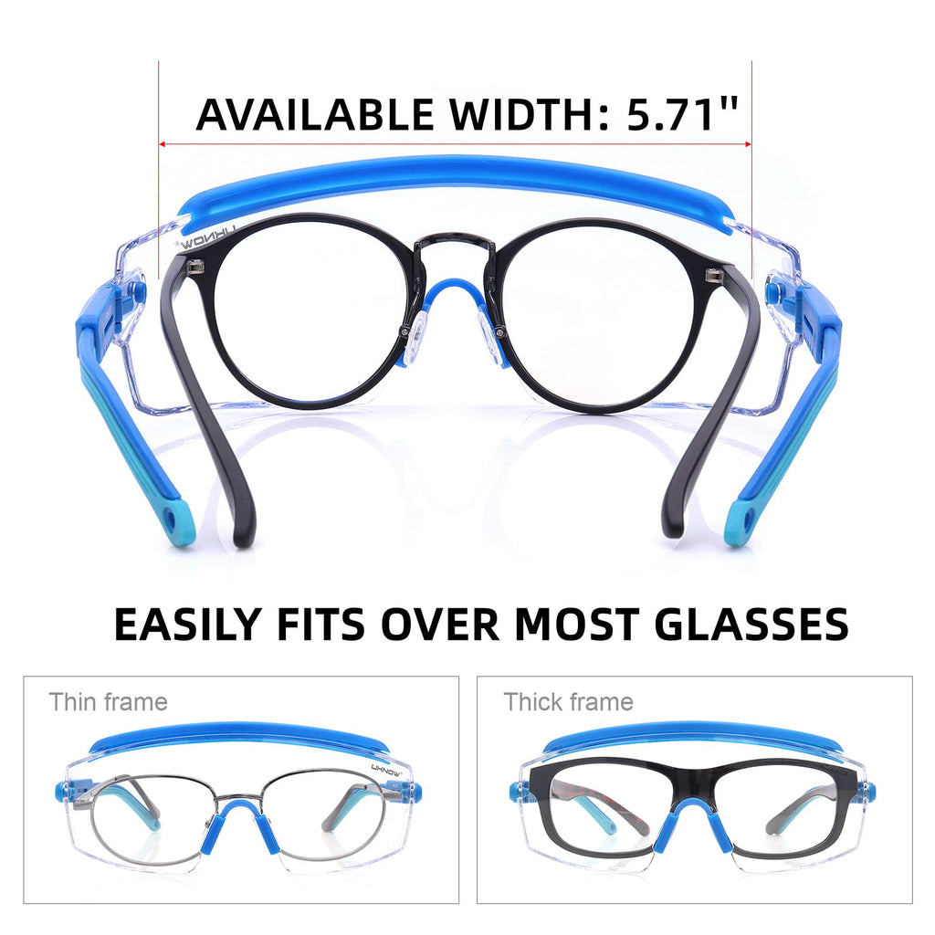 UKNOW Safety Goggles Over Glasses, Anti Fog Safety Glasses with Clear Wraparound Lens, ANSI Z87.1 Protective Eyewear
